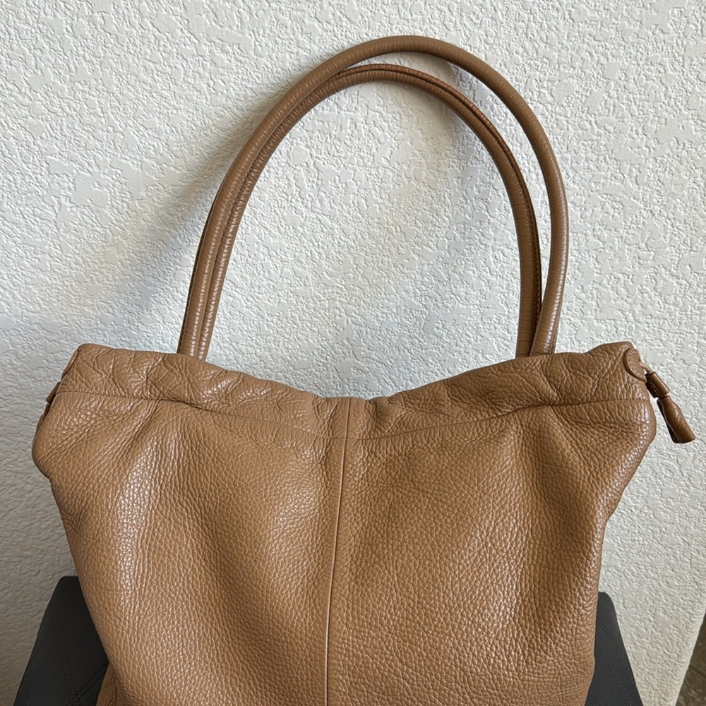 Furla Tan Leather Tote Convertible Bucket Bag - Picture 2 of 12